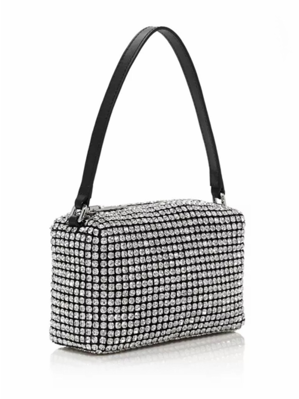 Crystal-Embellished Black Evening Shoulder Bag